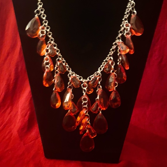 Red Orange Necklace + Earrings Set NWT - Picture 5 of 11